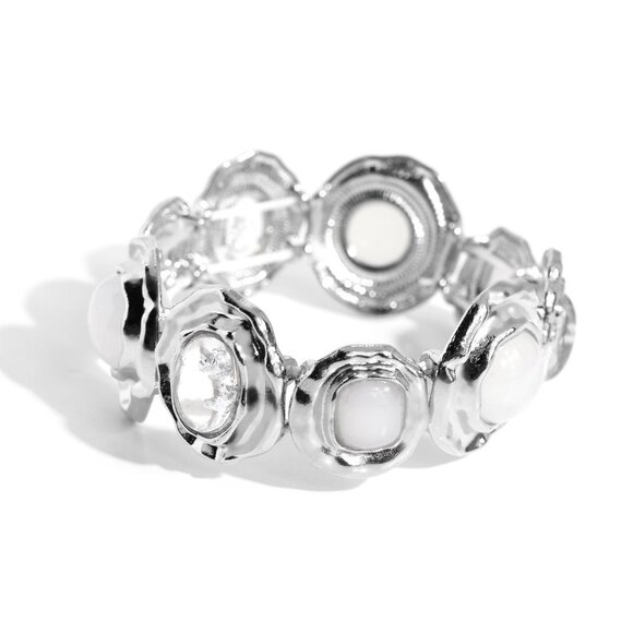 Hammered High - White Bracelet - Picture 2 of 2